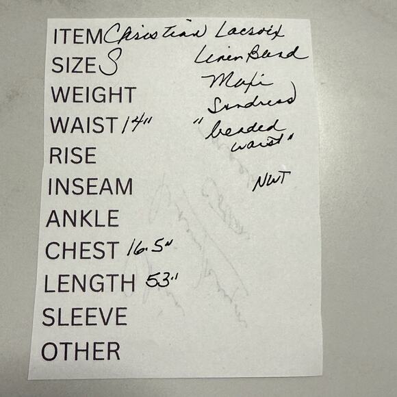 Christian Lacroix Linen Blend Maxi Dress Size S White Floral Beaded Tie Back NEW - Picture 12 of 12